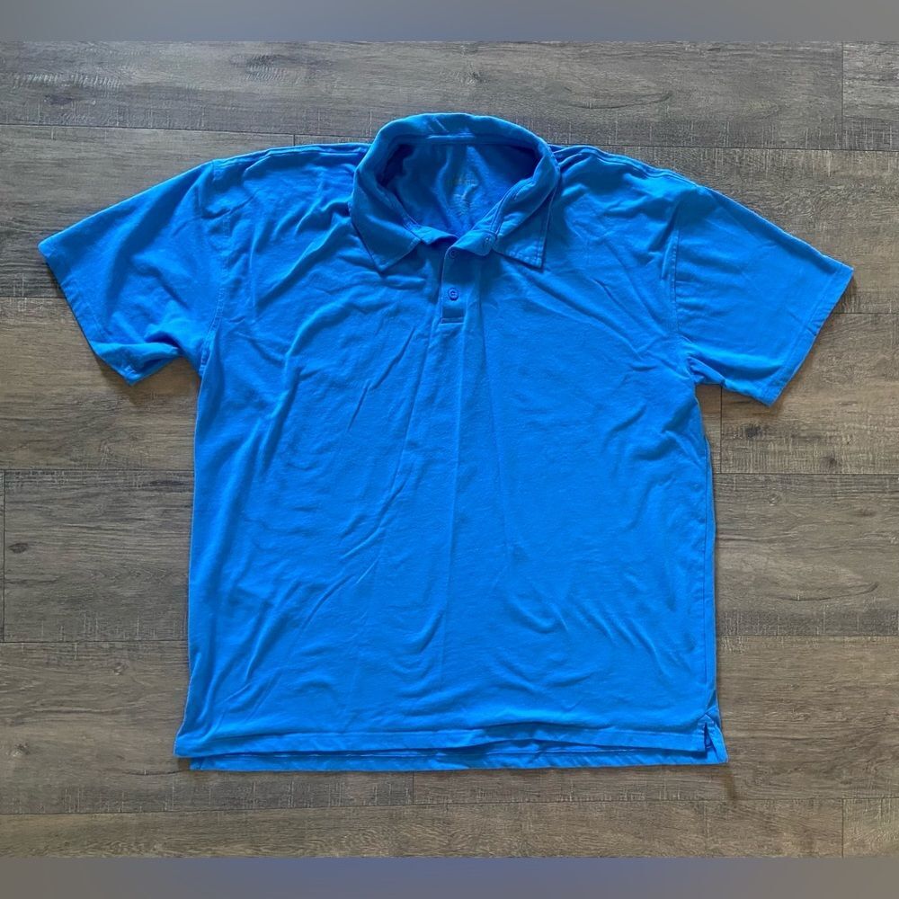 True Classic men’s size XXL blue short sleeve pullover half button polo shirt